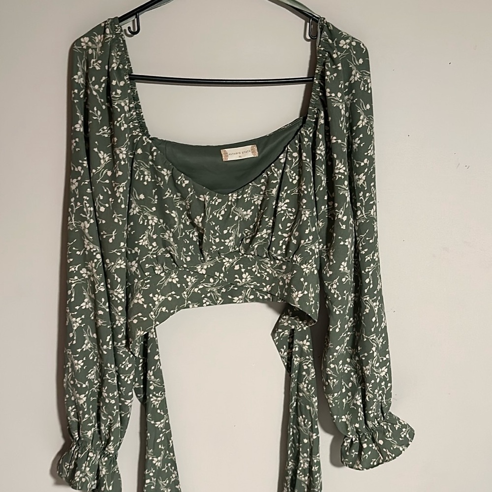 Green Flower crop top